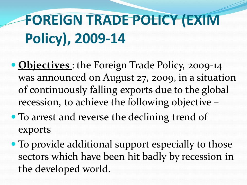 Objectives of export policy